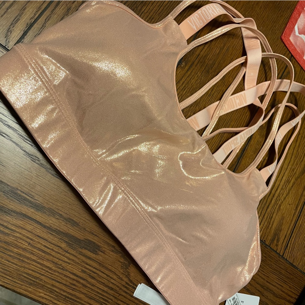 Metallic Peach Gold Sports Bra Victoria Sport